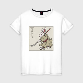 Женская футболка хлопок с принтом Кролик Самурай Rabbit Samurai , 100% хлопок | прямой крой, круглый вырез горловины, длина до линии бедер, слегка спущенное плечо | art | cyberpunk samurai | ninja | oni | rdsmry | ronin | samurai | shogun | ukiyo e | арт | живопись | животные | заяц | киберпанк самурай | мерч | прикол | путь воина | путь самурая | ронин | сёгун | токио | укиё э | фреска | харакири