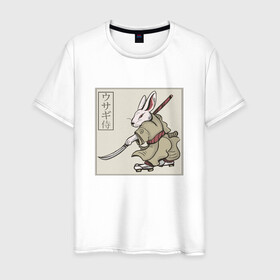 Мужская футболка хлопок с принтом Кролик Самурай Rabbit Samurai , 100% хлопок | прямой крой, круглый вырез горловины, длина до линии бедер, слегка спущенное плечо. | art | cyberpunk samurai | ninja | oni | rdsmry | ronin | samurai | shogun | ukiyo e | арт | живопись | животные | заяц | киберпанк самурай | мерч | прикол | путь воина | путь самурая | ронин | сёгун | токио | укиё э | фреска | харакири