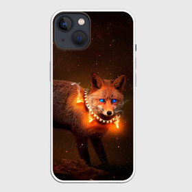 Чехол для iPhone 13 с принтом Лисица с гирляндой ,  |  | fox | foxy | животное | звери | лиса | лисенок | лисичка | милая | рыжая | фокс