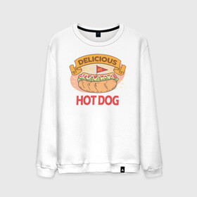 Мужской свитшот хлопок с принтом Delicious Hot Dog , 100% хлопок |  | burgers | delicious | hot dog | вредная еда | еда