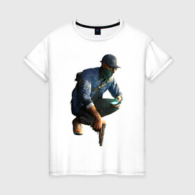 Женская футболка хлопок с принтом Маркус Холлоуэй , 100% хлопок | прямой крой, круглый вырез горловины, длина до линии бедер, слегка спущенное плечо | gamers | games | ubisoft | маркус | сторожевые псы