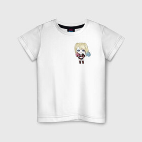 Детская футболка хлопок с принтом Cute Anime Harley Quinn , 100% хлопок | круглый вырез горловины, полуприлегающий силуэт, длина до линии бедер | anime | anime dc | dc | dc comics | harleen | harleen quinzel | harley | harley quinn | аниме | аниме харли квинн | диси | комиксы диси | харли | харли квинн | харлин | харлин квинзель