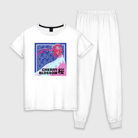 Женская пижама хлопок с принтом Скейт Бесконечность Каору , 100% хлопок | брюки и футболка прямого кроя, без карманов, на брюках мягкая резинка на поясе и по низу штанин | anime | blossom | cherry | kaoru | sakurayashiki | sk8 | sk8 the infinity | аниме | блоссом | граффити | каору | манга | на скейте в бесконечность | сакураясики | скейт | скейт бесконечность | скейтборд | скейтбординг | скейтер