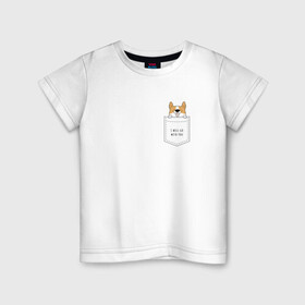 Детская футболка хлопок с принтом Корги в кармане_02 , 100% хлопок | круглый вырез горловины, полуприлегающий силуэт, длина до линии бедер | corgi | dog | вельш корги | карман | корги | коржик | собака