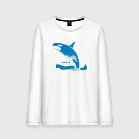 Мужской лонгслив хлопок с принтом Кит Косатка голубая , 100% хлопок |  | whale | кит | косатка | косатки | море | морские