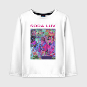 Детский лонгслив хлопок с принтом SODA LUV , 100% хлопок | круглый вырез горловины, полуприлегающий силуэт, длина до линии бедер | luv | melon | music | soda | sodaluv | бигасс | коми | лав | лого | лув | мелон | сода