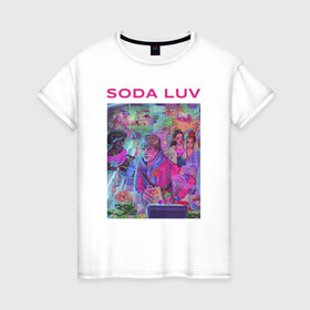 Женская футболка хлопок с принтом SODA LUV , 100% хлопок | прямой крой, круглый вырез горловины, длина до линии бедер, слегка спущенное плечо | luv | melon | music | soda | sodaluv | бигасс | коми | лав | лого | лув | мелон | сода