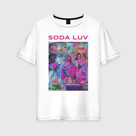 Женская футболка хлопок Oversize с принтом SODA LUV , 100% хлопок | свободный крой, круглый ворот, спущенный рукав, длина до линии бедер
 | luv | melon | music | soda | sodaluv | бигасс | коми | лав | лого | лув | мелон | сода