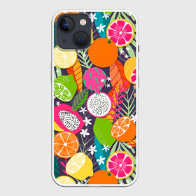Чехол для iPhone 13 с принтом Фрукты ,  |  | grapefruit | lemon | lime | orange | papaya | апельсин | грейпфрут | лайм | лимон | морская | папайя | паттерн | с папаем | фрукт | цитрусы