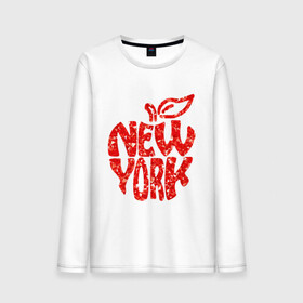Мужской лонгслив хлопок с принтом NEW YORK , 100% хлопок |  | big apple | city | new york | red | tourist | usa | большое яблоко | город | надпись | нью йорк | сша | текст | туризм