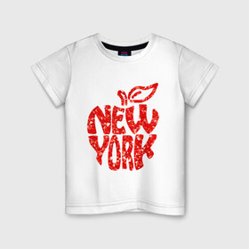 Детская футболка хлопок с принтом NEW YORK , 100% хлопок | круглый вырез горловины, полуприлегающий силуэт, длина до линии бедер | big apple | city | new york | red | tourist | usa | большое яблоко | город | надпись | нью йорк | сша | текст | туризм