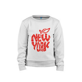 Детский свитшот хлопок с принтом NEW YORK , 100% хлопок | круглый вырез горловины, эластичные манжеты, пояс и воротник | big apple | city | new york | red | tourist | usa | большое яблоко | город | надпись | нью йорк | сша | текст | туризм