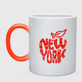 Кружка хамелеон с принтом NEW YORK , керамика | меняет цвет при нагревании, емкость 330 мл | big apple | city | new york | red | tourist | usa | большое яблоко | город | надпись | нью йорк | сша | текст | туризм