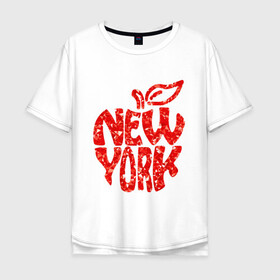 Мужская футболка хлопок Oversize с принтом NEW YORK , 100% хлопок | свободный крой, круглый ворот, “спинка” длиннее передней части | big apple | city | new york | red | tourist | usa | большое яблоко | город | надпись | нью йорк | сша | текст | туризм