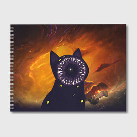 Альбом для рисования с принтом Космический кот | Space Cat (Z) , 100% бумага
 | матовая бумага, плотность 200 мг. | Тематика изображения на принте: cat | cats | colors | galaxy | meow | paints | space | star
nebula | абстракция | вселенная | галактика | звезда | звезды | космический | кот | котик | котики | коты | кошка | кошки | красивая кошка | краски | мяу | планеты