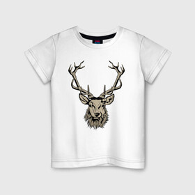 Детская футболка хлопок с принтом Редкий олень , 100% хлопок | круглый вырез горловины, полуприлегающий силуэт, длина до линии бедер | deer | дикая природа | животные | звери | олень