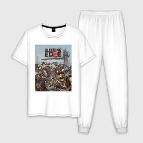 Мужская пижама хлопок с принтом Bleeding Edge , 100% хлопок | брюки и футболка прямого кроя, без карманов, на брюках мягкая резинка на поясе и по низу штанин
 | games | microsoft | ninja theory | xbox