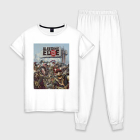 Женская пижама хлопок с принтом Bleeding Edge , 100% хлопок | брюки и футболка прямого кроя, без карманов, на брюках мягкая резинка на поясе и по низу штанин | games | microsoft | ninja theory | xbox