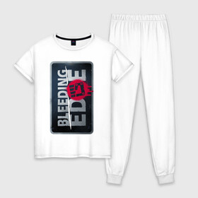 Женская пижама хлопок с принтом Bleeding Edge Logo , 100% хлопок | брюки и футболка прямого кроя, без карманов, на брюках мягкая резинка на поясе и по низу штанин | games | microsoft | ninja theory | xbox