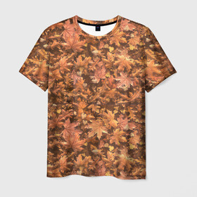 Мужская футболка 3D с принтом Осеннее листопад , 100% полиэфир | прямой крой, круглый вырез горловины, длина до линии бедер | иллюстрация | клен | листопад | листья | осень | отдых