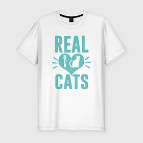Мужская футболка хлопок Slim с принтом Real Cats , 92% хлопок, 8% лайкра | приталенный силуэт, круглый вырез ворота, длина до линии бедра, короткий рукав | Тематика изображения на принте: animal | cat | cute | kitty | meow | друг | животные | киска | китти | кот | котенок | котик | котэ | кошечка | кошка | милый | мур | мяу | питомец