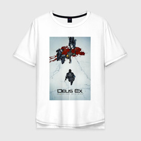 Мужская футболка хлопок Oversize с принтом Deus Police , 100% хлопок | свободный крой, круглый ворот, “спинка” длиннее передней части | cyberpunk | deus ex | game | games | адам дженсен | будущее | деус екс | деус экс | игра | игры | киберпанк