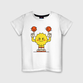 Детская футболка хлопок с принтом Sun Basketball , 100% хлопок | круглый вырез горловины, полуприлегающий силуэт, длина до линии бедер | basketball | game | nba | sport | streetball | sun | баскетбол | баскетболист | игра | игрок | мяч | нба | солнце | спорт | стритбол | тренер