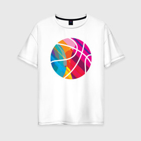Женская футболка хлопок Oversize с принтом Rainbow Ball , 100% хлопок | свободный крой, круглый ворот, спущенный рукав, длина до линии бедер
 | basketball | game | nba | sport | streetball | баскетбол | баскетболист | игра | игрок | мяч | нба | спорт | стритбол | тренер