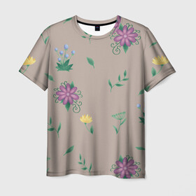 Мужская футболка 3D с принтом Цветочная эстетика , 100% полиэфир | прямой крой, круглый вырез горловины, длина до линии бедер | лето | лист | листья | одуванчик | природа | растение | растения | цветок | цветочек | цветы
