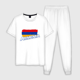 Мужская пижама хлопок с принтом Armenia Flag , 100% хлопок | брюки и футболка прямого кроя, без карманов, на брюках мягкая резинка на поясе и по низу штанин
 | Тематика изображения на принте: armenia | armenya | арарат | армения | армяне | армянин | арцах | горы | ереван | кавказ | народ | саркисян | ссср | страна | флаг