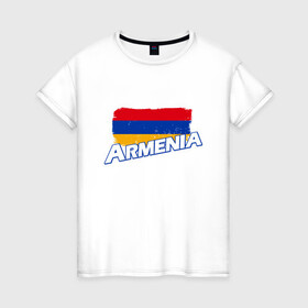 Женская футболка хлопок с принтом Armenia Flag , 100% хлопок | прямой крой, круглый вырез горловины, длина до линии бедер, слегка спущенное плечо | armenia | armenya | арарат | армения | армяне | армянин | арцах | горы | ереван | кавказ | народ | саркисян | ссср | страна | флаг