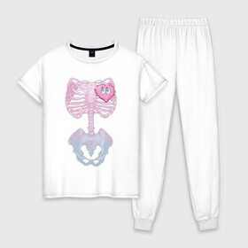 Женская пижама хлопок с принтом yumemi riamu (Риаму Юмэми) , 100% хлопок | брюки и футболка прямого кроя, без карманов, на брюках мягкая резинка на поясе и по низу штанин | Тематика изображения на принте: anime | yumemi riamu | аниме | девушки золушки | риаму юмэми | сердце | скелет | хэллоуин
