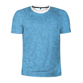 Мужская футболка 3D спортивная с принтом Рыбки на голубом , 100% полиэстер с улучшенными характеристиками | приталенный силуэт, круглая горловина, широкие плечи, сужается к линии бедра | fish | море | морские | на голубом | паттерн | рыба | рыбки | рыбы
