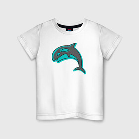 Детская футболка хлопок с принтом Косатка , 100% хлопок | круглый вырез горловины, полуприлегающий силуэт, длина до линии бедер | Тематика изображения на принте: whale | кит | косатка | косатки | море | морские