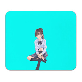 Коврик для мышки прямоугольный с принтом Anime girl , натуральный каучук | размер 230 х 185 мм; запечатка лицевой стороны | anime girl | green | аниме | аниме тян на бирюзовом фоне | зеленый фон