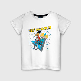 Детская футболка хлопок с принтом Hey Arnold (Эй Арнольд) , 100% хлопок | круглый вырез горловины, полуприлегающий силуэт, длина до линии бедер | Тематика изображения на принте: arnie | arnold | burt | gerald | hey | johanssen | martin | nickelodeon | арни | арнольд | берт | джеральд | джохансен | мартин | мульт | мультфильм | никелодеон | эй