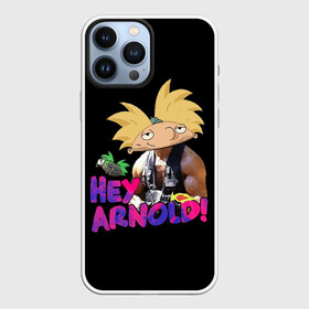 Чехол для iPhone 13 Pro Max с принтом Hey Arnold (Predator) ,  |  | Тематика изображения на принте: arnie | arnold | burt | gerald | hey | johanssen | martin | nickelodeon | predator | арни | арнольд | берт | джеральд | джохансен | мартин | мульт | мультфильм | никелодеон | хищник | шварценеггер | эй