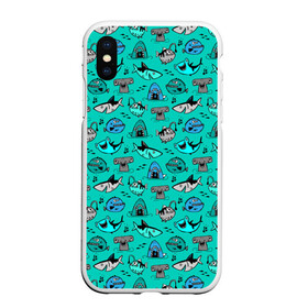 Чехол для iPhone XS Max матовый с принтом Морские рыбки , Силикон | Область печати: задняя сторона чехла, без боковых панелей | акула | кит | море | рыба | рыба молот | рыбки