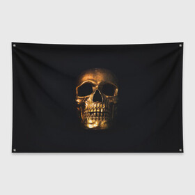 Флаг-баннер с принтом Golden Skull , 100% полиэстер | размер 67 х 109 см, плотность ткани — 95 г/м2; по краям флага есть четыре люверса для крепления | golden | midas | skull | иллюстрация | черепа