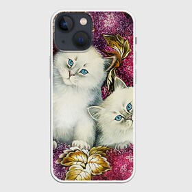 Чехол для iPhone 13 mini с принтом Два котенка ,  |  | декоративная роспись | живопись | жостово | жостовская роспись | кошки