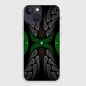 Чехол для iPhone 13 mini с принтом Серо Зеленые Узоры ,  |  | зеленый | крутой рисунок | серый | узор