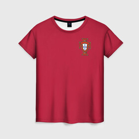 Женская футболка 3D с принтом Portugal home , 100% полиэфир ( синтетическое хлопкоподобное полотно) | прямой крой, круглый вырез горловины, длина до линии бедер | football | ronaldo | португалия | португалия футбол | роналду | футбол | футбольный клуб | футбольный клуб португалии