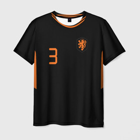 Мужская футболка 3D+ с принтом Нидерланды выездная форма Де Лигт , 100% микрофибра | круглый вырез горловины, длина до линии бедер | champion | championship | de ligt | euro | netherlands | uefa | атрибутика | выездная | гостевая | де лигт | евро | нидерланды | уефа | фанатская | форма | футбол | чемпион европы