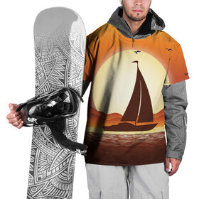 Накидка на куртку 3D с принтом Кораблик на закате , 100% полиэстер |  | sailboat | ship | ships | кораблик | корабль | лодка | парус | парусная лодка | тату | татуировка