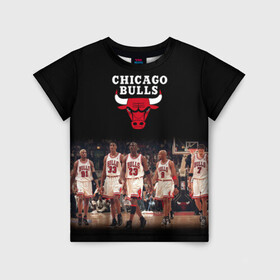 Детская футболка 3D с принтом CHICAGO BULLS [3] , 100% гипоаллергенный полиэфир | прямой крой, круглый вырез горловины, длина до линии бедер, чуть спущенное плечо, ткань немного тянется | basketball | bulls | chicago | chicago bulls | jordan | nba | баскетбол | джордан | нба | чикаго буллз