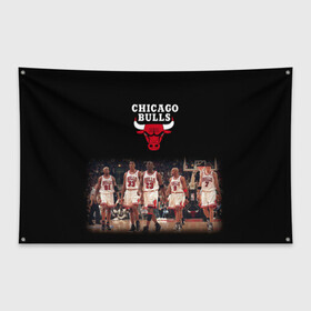 Флаг-баннер с принтом CHICAGO BULLS [3] , 100% полиэстер | размер 67 х 109 см, плотность ткани — 95 г/м2; по краям флага есть четыре люверса для крепления | basketball | bulls | chicago | chicago bulls | jordan | nba | баскетбол | джордан | нба | чикаго буллз