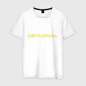 Мужская футболка хлопок с принтом Returnal , 100% хлопок | прямой крой, круглый вырез горловины, длина до линии бедер, слегка спущенное плечо. | games | housemarque | playstation | ps5 | returnal