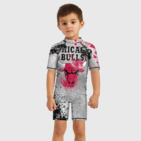 Детский купальный костюм 3D с принтом CHICAGO BULLS [8] , Полиэстер 85%, Спандекс 15% | застежка на молнии на спине | basketball | bulls | chicago | chicago bulls | jordan | nba | баскетбол | джордан | нба | чикаго буллз