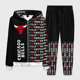 Мужской костюм 3D с принтом CHICAGO BULLS [7] , 100% полиэстер | Манжеты и пояс оформлены тканевой резинкой, двухслойный капюшон со шнурком для регулировки, карманы спереди | Тематика изображения на принте: basketball | bulls | chicago | chicago bulls | jordan | nba | баскетбол | джордан | нба | чикаго буллз