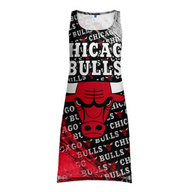 Платье-майка 3D с принтом CHICAGO BULLS [6] , 100% полиэстер | полуприлегающий силуэт, широкие бретели, круглый вырез горловины, удлиненный подол сзади. | Тематика изображения на принте: basketball | bulls | chicago | chicago bulls | jordan | nba | баскетбол | джордан | нба | чикаго буллз